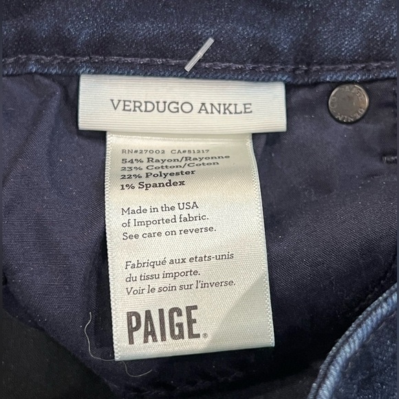 PAIGE Verdugo Ankle Size 25 Stretch Denim Dark Wash Lux Jeans - Picture 5 of 11
